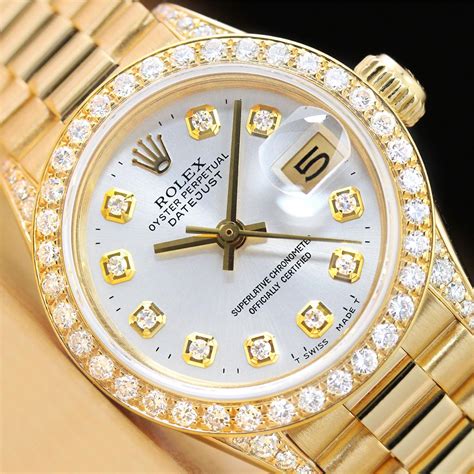 rolex ladies 18k gold|Rolex ladies datejust diamond bezel.